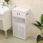 Bathroom Storage Cabinet - Double-tier Double-door Floor-standing Moisture-proof No-drilling
