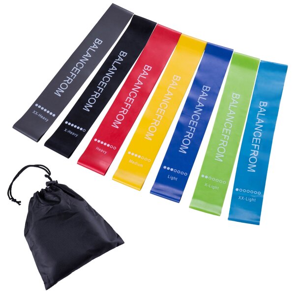 Yoga Resistance Bands - 5 Pack 12-Inch High Elastic Colorful Latex Rubber Stretch Set