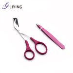 Eyebrow Scissors Set - LYDER 2-Piece Slanted Blade Stainless Steel Comb Trimmer