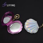 Shell Mirror Keychain - Lyder Double Side Leather Custom Logo Compact Gift for Girls
