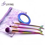 Mermaid Makeup Brushes - Soft Synthetic Hair 3-Piece Private Label Glitter Set