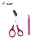 Eyebrow Scissors Set - LYDER 2-Piece Slanted Blade Stainless Steel Comb Trimmer