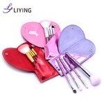 Glitter Makeup Brush Set - Lyder 4PCS Crystal Diamond Foundation Brush Heart Pouch