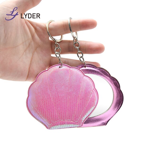 Seashell Mirror Keychain - Lyder Bling Promotional Gift Single Side Silver Finish