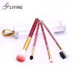 Cosmetic Brush Set - LYDER Custom Logo 4PCS Bling Glitter Handle Synthetic Hair Tool