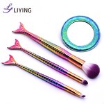 Mermaid Makeup Brushes - Soft Synthetic Hair 3-Piece Private Label Glitter Set