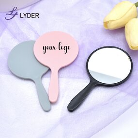 Handheld Vanity Mirror - Lyder Custom Logo Silver Finish Plastic Mini Magnifying Tool