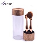 Travel Makeup Brush Set - Lyder 4pcs Custom Logo Synthetic Hair Tube Portable Tool