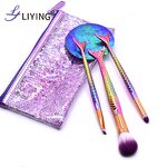 Mermaid Makeup Brushes - Soft Synthetic Hair 3-Piece Private Label Glitter Set