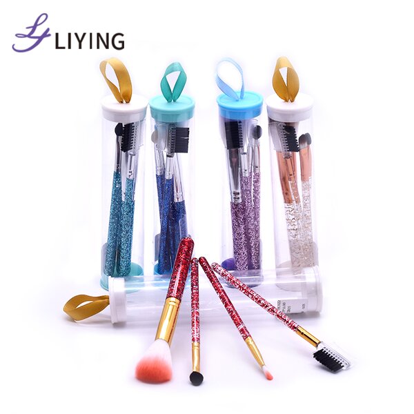 Cosmetic Brush Set - LYDER Custom Logo 4PCS Bling Glitter Handle Synthetic Hair Tool