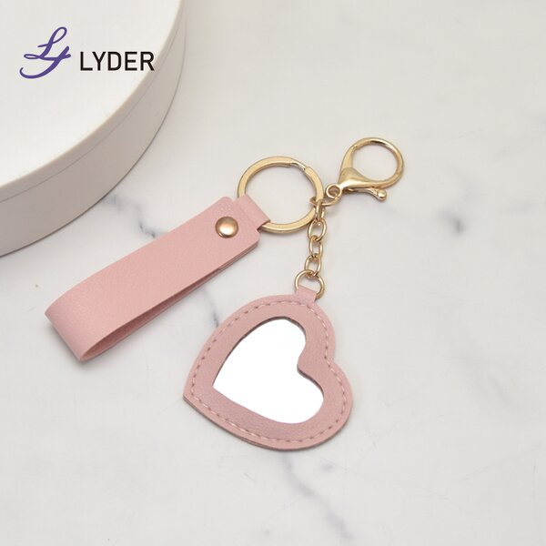 Cosmetic Mirror Keychain - Lyder Custom Logo Leather Heart Star Flower Pendant