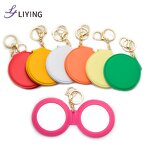 Round Compact Mirror - Lyder Pink Promotional Custom Logo Portable Folding Keychain
