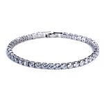 Bracelets Manufacturer - New Trendy 17cm Silver Plated Multicolor Stone CZ Tennis