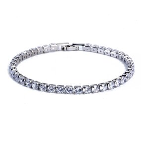 Bracelets Manufacturer - New Trendy 17cm Silver Plated Multicolor Stone CZ Tennis