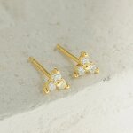 Earrings Manufacturer - Wholesaler Dainty Flower Design Olive Green Zircon Stud