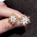Earrings Manufacturer - Cluster Snowflake Style with White Zircon Stone for Women