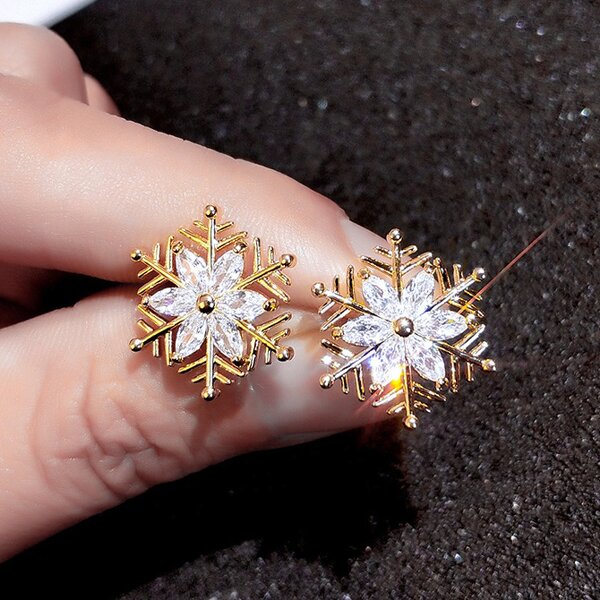 Earrings Manufacturer - Cluster Snowflake Style with White Zircon Stone for Women