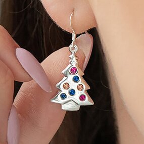 Earrings Manufacturer - Christmas Tree Design with Sparkling Crystal for Gift