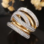 Rings Manufacturer - Vintage Line Cross Design Brass Bead Round Zircon Wide