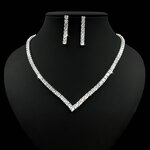 Jewelry Set Manufacturer - Square Luxury Collarbone Necklace with Pendant Earrings Set