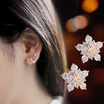 Earrings Manufacturer - Silver Zircon Snowflake with Pearl for Women Wedding