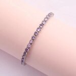 Bracelets Manufacturer - New Trendy 17cm Silver Plated Multicolor Stone CZ Tennis