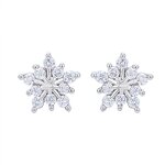 Earrings Manufacturer - Silver Zircon Snowflake with Pearl for Women Wedding