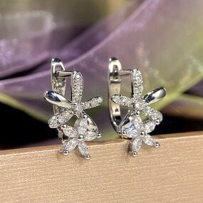 Earrings Manufacturer - 2025 Geometric Rhombus Shiny Zircon Stud for Women