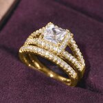 Rings Manufacturer - Women's Wedding 2Pcs Set with Round Cubic Zirconia & Custom