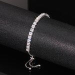 Bracelets Manufacturer - 4mm Round Square 5A Zircon Single Row Adjustable Tennis