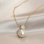 Necklaces Manufacturer - Gorgeous Moon Design Round Sparkling Simulated Moissanite