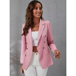 Women Blazer Manufacturer - Elegant V-neck Solid Long Sleeve Single Button Work Office Jacket