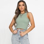 Crop Top Manufacturer - Liu Ming Women Summer Ribbed Wholesale Basic Sports Seamless Knitted