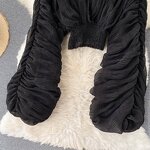 Chiffon Blouse Manufacturer - Liu Ming 2024 Women Sexy V Neck Puff Long Sleeve Slim Draped