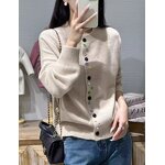 Knit Cardigan Manufacturer - Liu Ming 2025 Women Autumn Winter Casual Loose Round Neck Wool