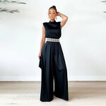 Rompers Jumpsuit Manufacturer - OEM ODM Women Sleeveless Wide Leg Slim Elegant One Piece