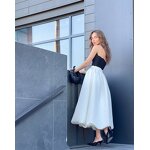 Long Midi Skirts Manufacturer - Liu Ming Women Elegant Party White Ball Gown High Waist Pleated