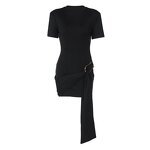 Mini Shirt Dress Manufacturer - Women Casual Black Summer Print Short Sleeve Breathable