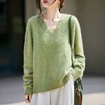 Knitwear Sweater Manufacturer - 2026 Women V-Neck Pullover Soft Oversized Casual Winter Thick