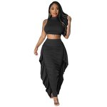 Women Two Piece Set Manufacturer - Liu Ming 2024 Custom Crop Tops + High Waist Fringe Skirt