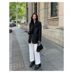 Leather Jacket Manufacturer - Liu Ming 2025 Women Korean Casual Long Sleeve Pu Blazers