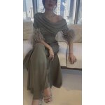 Playsuit Jumpsuit Manufacturer - Liu Ming 2025 Women Party Loose Slash Collar Feather Wide Leg