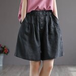Summer Shorts Manufacturer - 2025 Women Korean High Waist Oversized Baggy Button Casual