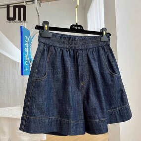 Denim Shorts Manufacturer - 2025 Women High Waist Elastic Wide Leg Loose Vintage Sexy