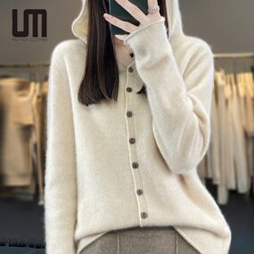 Hoodie Cardigan Manufacturer - Liu Ming 2025 Women Autumn Winter 100% Wool Loose Knitted