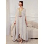 Abaya Dress Manufacturer - Middle Eastern Women Autumn Winter V-Neck Full Sleeves Loose Modest