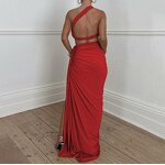 Maxi Skirt Set Manufacturer - Liu Ming 2024 Women Sexy Sleeveless Backless One Shoulder Slit