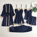 Pajama Set Manufacturer - Liu Ming 2025 Women Elegant Satin Lace Patchwork Loose Nightwear
