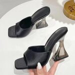 High Heels Sandals Manufacturer - Liu Ming 2025 Women Summer Transparent PU Leather Pumps