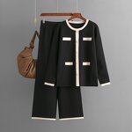 Women Two Piece Set Manufacturer - Liu Ming 2025 Autumn Winter V Neck Sweater Casual Knitted